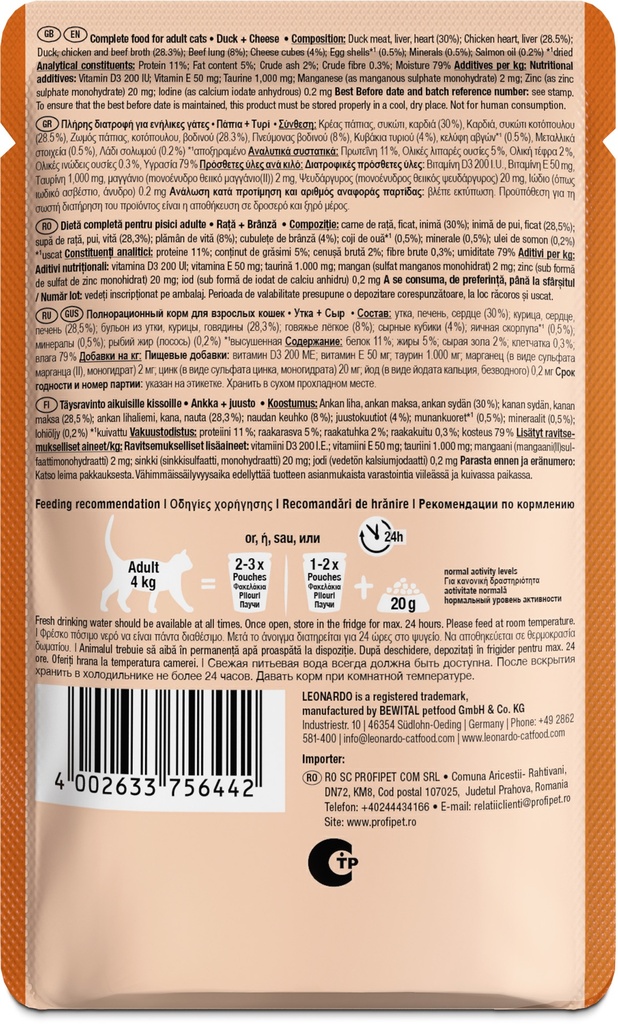 Leonardo 85g*16kpl Duck + Cheese