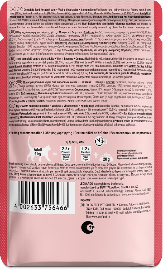 Leonardo 85g*16kpl Veal + vegetables