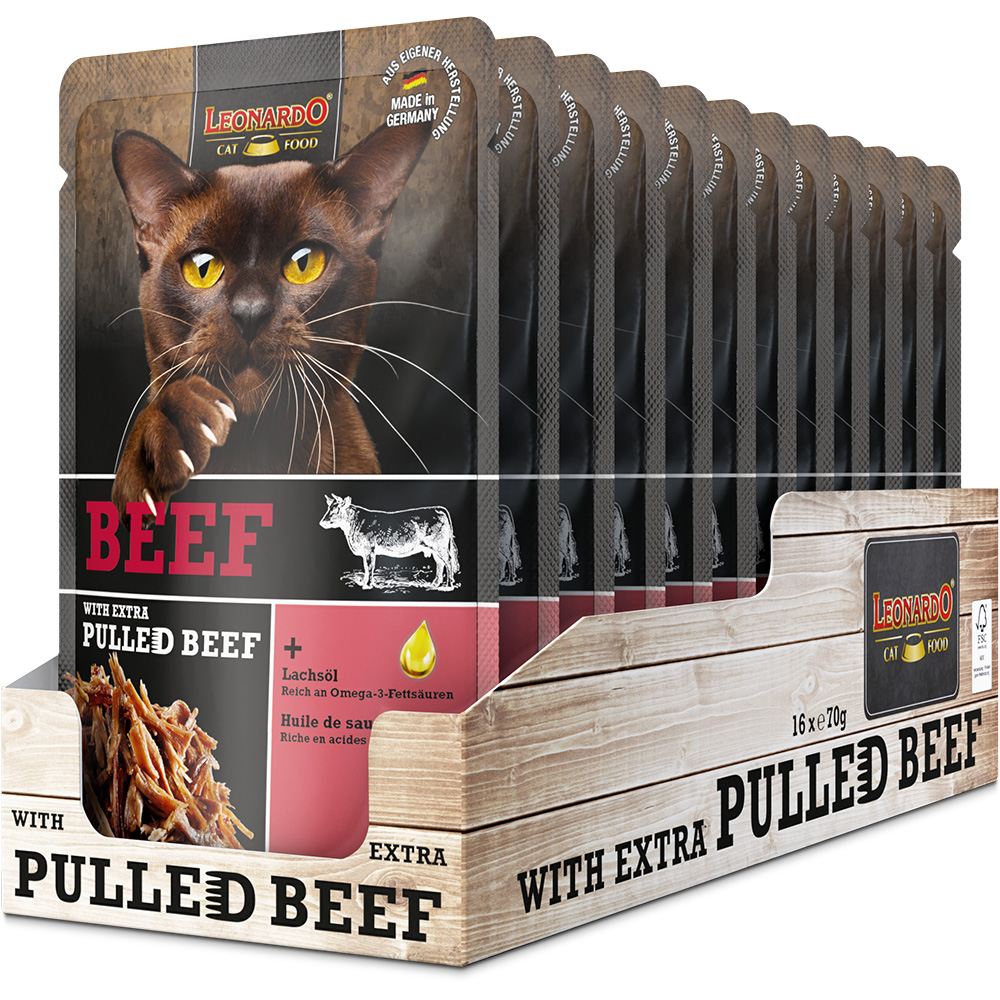 Leonardo 70g*16kpl BEEF +extra pulled Beef