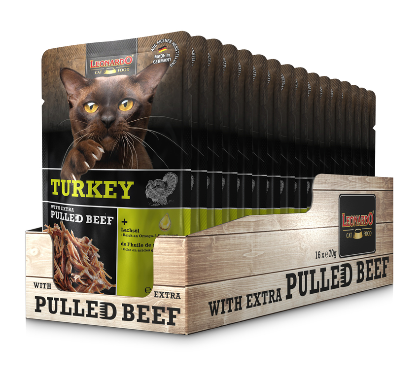 Leonardo 70g*16kpl Turkey + extra pulled beef